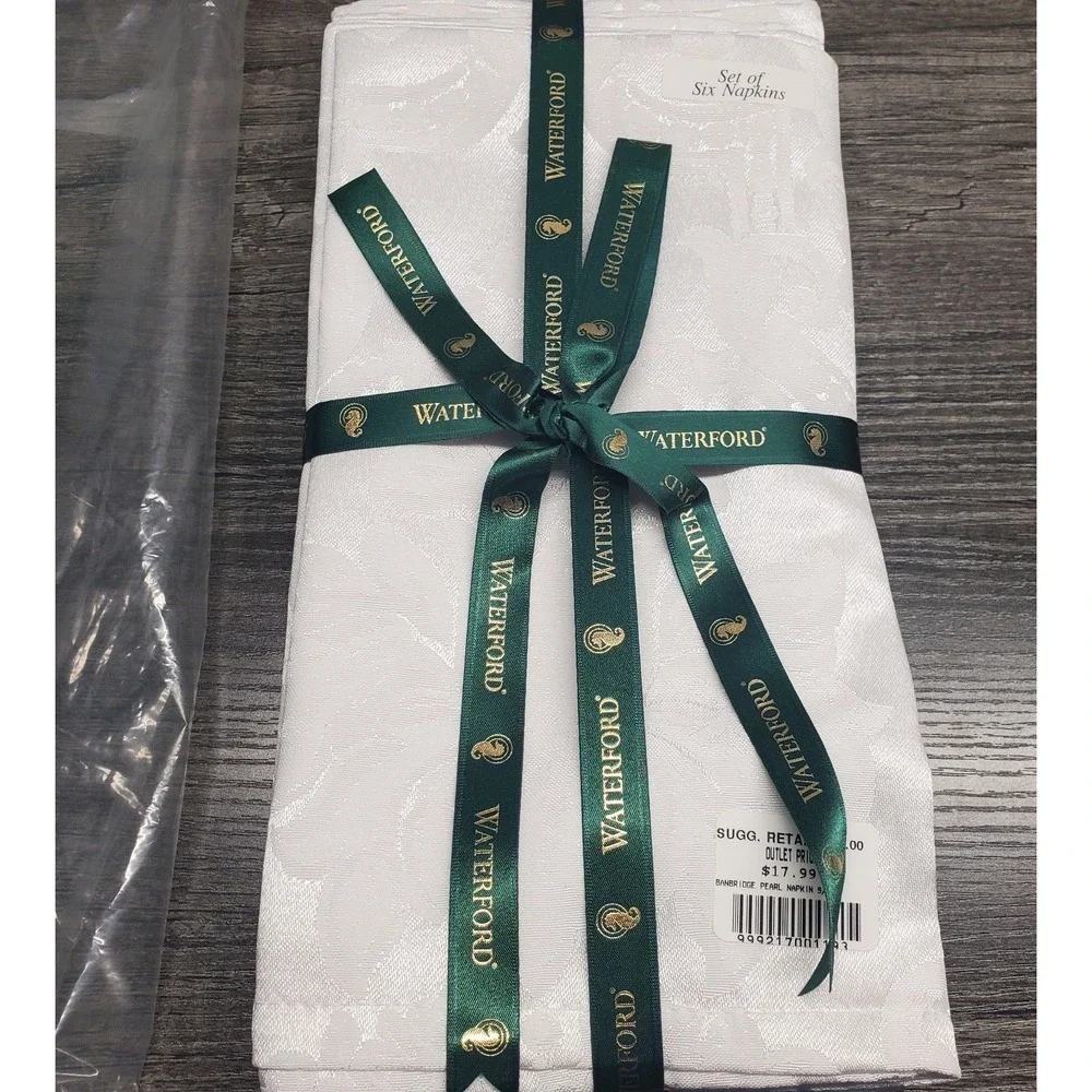Waterford Linens Banbridge Pearl Napkins Table Linens Set of 6 White Floral NEW